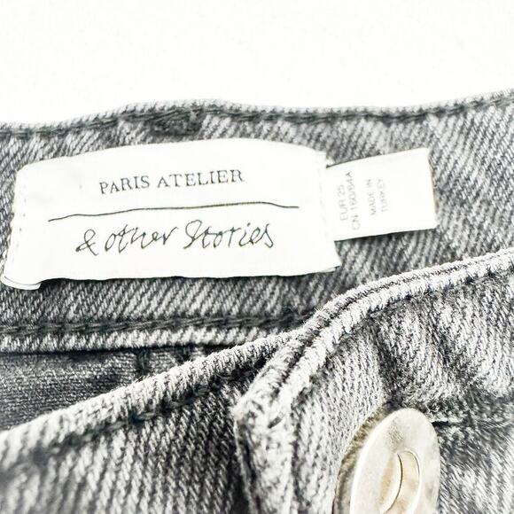 & Other Stories Loose Fitting Charcoal Straight Leg Denim Jeans Size 25 EUR - Picture 7 of 11